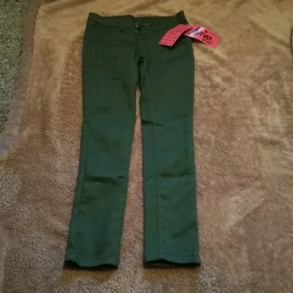 Olive green children's straight leg Olive khakis - Picture 2 of 3
